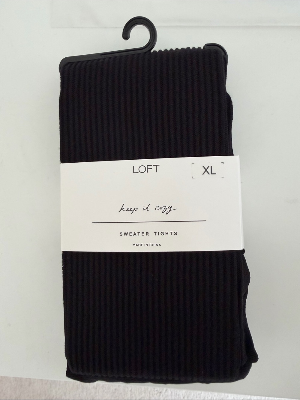 NWT LOFT Black Ribbed Sweater Tights - XL